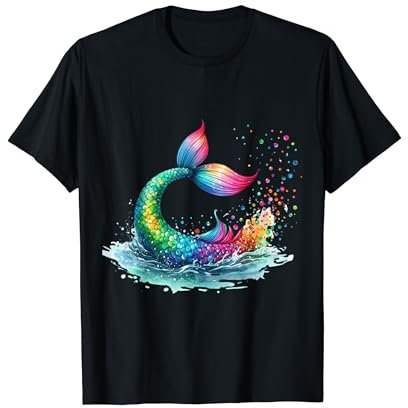 Meerjungfrau Regenbogen Schwanz Ocean Splashing Bright Undersea Magic T-Shirt