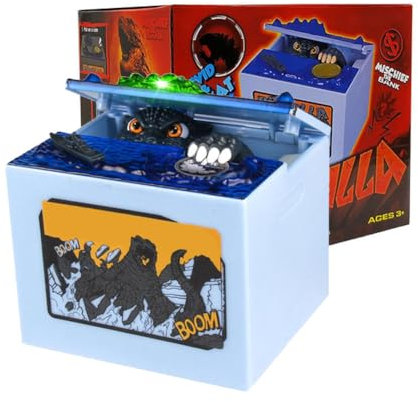 Romeeton Elektronische Münze Spardose, Automatisches Stehlen Münze Monster Dinosaurier Münzbank Spardose Spardose Spardose Spielzeug Musikbewegung Spardose Anime