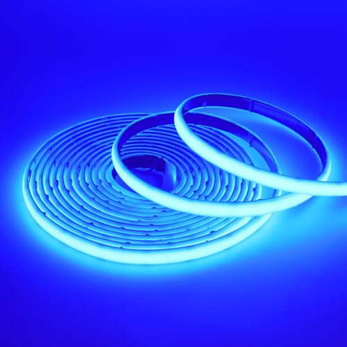 Wisada COB Neon Streifen 10m, 12V Wasserdichte IP68 Selbstklebendes Band, 320LEDs/m Superhell Flexibler Blau COB Neon LED Band, rot/weiss 2-adrig LED Lichterketten für Außen, Terrasse, Aquarium