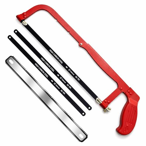 Wonglea Bügelsäge, verstellbares Bügelsägenrahmen-Set, mit 3 Bügelsägeblättern, 30,5 cm Metall, Handsäge, Holzbearbeitungswerkzeuge, 24/18 TPI Handsäge für Metall, Holz, PVC-Rohre (Bügelsäge)