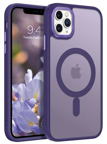 VENINGO Magnetic for iPhone 11 Pro Max Case,Compatible with MagSafe Matte Translucent Shockproof 360 Protective Girls Man Case for iPhone 11 Pro Max, Dark Purple