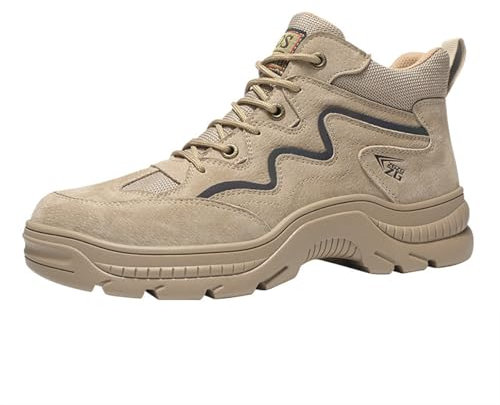 Webrosistol Stivali Antinfortunistica Uomo Pelle Scarpe da Lavoro con Punta in Acciaio Antiscivolo Stivaletti Gomma Protettive Calzature