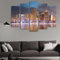 5 Stück Panorama Skyline von Miami Bilder Gemälde Modern Home Decor Leinwand Poster Wohnzimmer Modular (Rahmenlos)