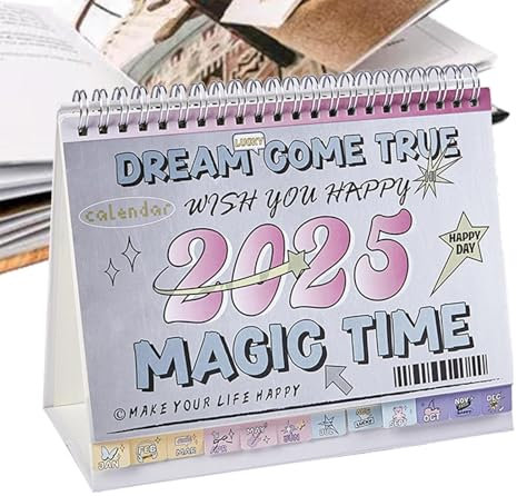 2024-2025 Tischkalender, Tischkalender - Schicker 16-Monats-Stehkalender | Eleganter, silberfarbener, farbenfroher Monatskalender September 2024 bis Dezember 2025 für Termine und Terminplanung