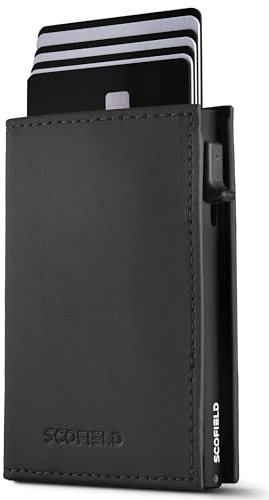 SF SCOFIELD Duality Magflip Premium Slim Wallet mit Münzfach | Kartenetui mit Münzfach für 9 – 10 Karten | Karten Geldbeutel | Herren Portemonnaie | RFID Schutz | Kreditkartenetui | Smart Wallet