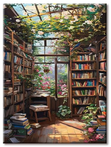 77iiAii Diamond Painting Erwachsene, Diamant Painting Bilder Bücherregale, Daiments Painting Erwachsene Bastelset Geeignet Als Geschenk, Zur Entspannung und Als Wanddeko 30x40cm