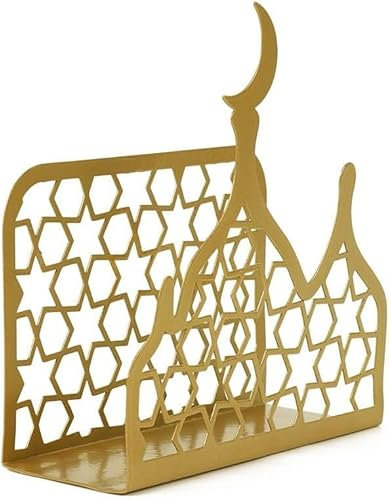 Paxmuky HaJJ Umrah Mubarak Ramadan Eid Mubarak Tischdekorationen Metallserviettenhalter für Zuhause und Küche, Ramadan Kareem Geschenke