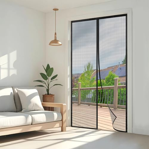 Wzlxcxxy Moustiquaire 160x220cm | Moustiquaire Porte Fenetre, Anti-Insectes, sans Perçage, Fermeture Automatique – Noir