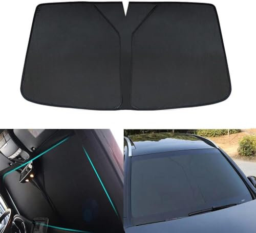 HERTC Parasol Delantero para Skoda Octavia 2015-2024, Coche Protector Solar para Delantera Parabrisas Plegable Protección Solar para Parabrisas,Black