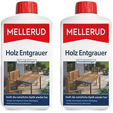 Mellerud Holz Entgrauer Grundreiniger | 1 x 1 l | Kraftvoller Schutz vor Verwitterung und Schmutz auf Allen Holzoberflächen im Außenbereich (Packung mit 2)
