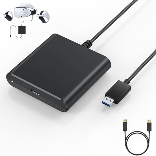 XUMIUZIY PS VR2 PC Adapter - PS VR2 Zubehör Kit mit Netzadapter und DisplayPort Kabel, Erweiterte Bibliothek von Spielen, die auf PS VR 2 gespielt Werden können (Schwarz)