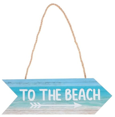 UKCOCO Schild zum Aufhängen, Strand-Holz: Strand, dekorativ, Hinweisschild für, Badezimmer, Toilette, Tür, 25 × 8 cm