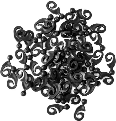 Lyreh 50pcs Curtain Track Hooks, Plastic Outdoor Smooth Gliding Gazebo Curtain Rail Gliders Clips Practical Accessories for Home Hotel Window Drapes (Black)