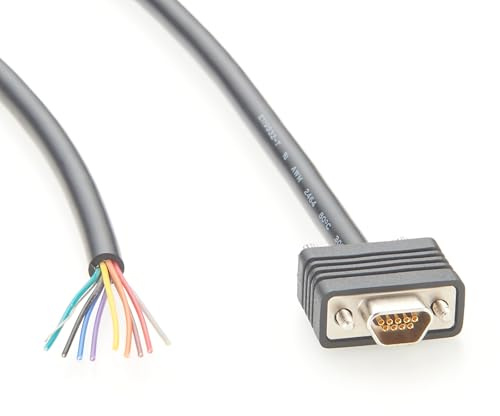 Plinkwirekb Micro DB9 Buchse auf offenes freies Ende Pigtail-Kabel mit Schraube geschirmtes Micro D-Sub CMD 9-poliges Kabel Montage kompatibel 0834219042, 0834219043, 0834219044 (1,6 m)