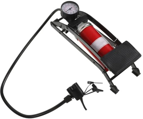Fußpumpe für Autoreifen mit Manometer, Rutschfest, Schwarz