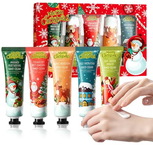 Set de 5×30ml Cremas de Manos, Crema de manos reparadora para Manos Secas y Agrietadas, Hidratante Crema con Fragancia de Rápida Absorción, regalo de cumpleaños y Navidad