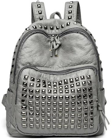 CGUOHU Rucksack Mit Nieten Rivet Soft Leder Frauen Rucksäcke Designer Große Kapazität Mädchen Schultasche Weibliche Bagpack Reisetaschen