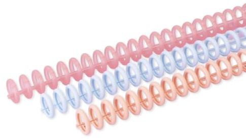 Craftelier - Lot de 6 Anneaux de Reliure Click Pas 3:1, Teintes Bébé | Longueur 28 cm, réutilisables et découpables, diamètre 12 mm, couleurs rose translucide, bleu bébé et pêche