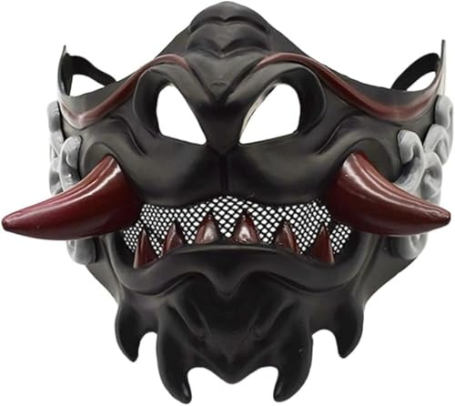 Aiwdeyi Masque Demi-Visage, Masque Hannya, masque demon slayer，masque halloween，Masque Oni pour Costume d'Halloween et Accessoires Cosplay，cadeaux de Noël