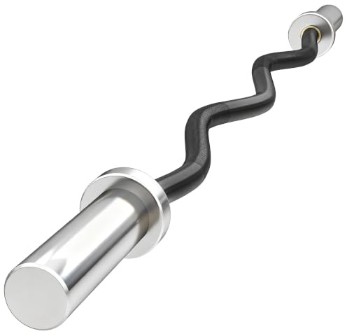 SPORTNOW 4ft Olympic Barbell Bar EZ Curl for 2 Weight Plates | Non-Slip Hand Grip, for Weight Lifting, Hip Thrusts, Squat, Biceps, Home Gym