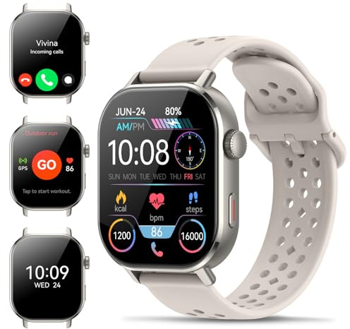 GPS Montre Connectée Homme Femme, AMOLED 2,06 Smartwatch 5ATM Étanche HD Appels Bluetooth, 110+Sportifs Montre Sport Podometre Cardiofrequencemetre SpO2 Sommeil, Montre Intelligente pour Android iOS