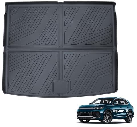 LANTU Alfombrilla de maletero para VW Tiguan 3 2024-2026 para todo tipo de clima, TPE, alfombrilla de protección trasera antideslizante e impermeable para Volkswagen Tiguan III MK3 Accesorios