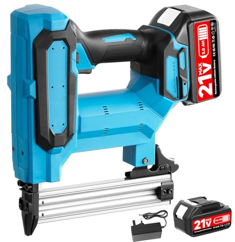 Nail Gun Cordless, 18 Gauge Electric Nail Gun 2 in 1 Brad Nailer & Electric Stapler Gun with 3.0Ah Batteries, Cordless Nail Staple Gun for Upholstery/Woodworking/Decorating/Home Improvement