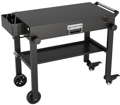 Garvee Carrello Da Esterno Pieghevole - Grill Cart Per Blackstone Griddle, Tavolo BBQ Con Vassoio, Carrello Con Ruote e Porta Carta, Supporto Griddle 17”o 22”, Tavolo Portatile Per Campeggio