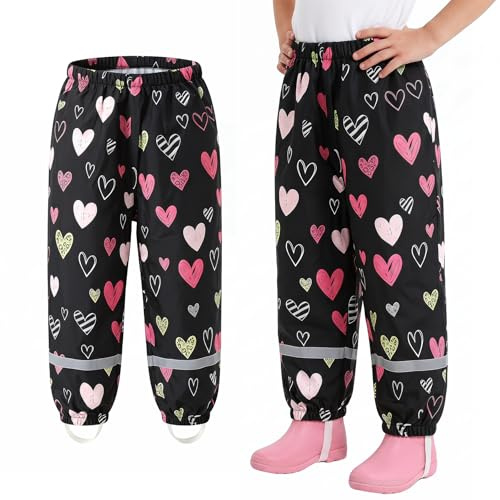 Keyck Pantalon de Pluie pour Enfants Imperméable Garçons Fille 1-10 Ans | Pantalon Tout-Petits, Coupe-Vent, Anti-Boue, Léger Réfléchissant, Salopette Pluie Pants avec Réfléchissant, Running Randonnée