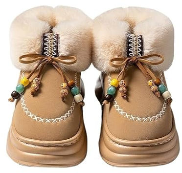 Lkvent stivali Stivali da neve classici da donna con plateau e frange, stivali alla moda con fiocco a farfalla e antiscivolo Invernali
