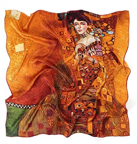 Prettystern Damen 90cm X 90cm Jugendstil Kunstdrucke golden großes Seidentuch Gustav Klimt - Adele Bloch-bauer P817