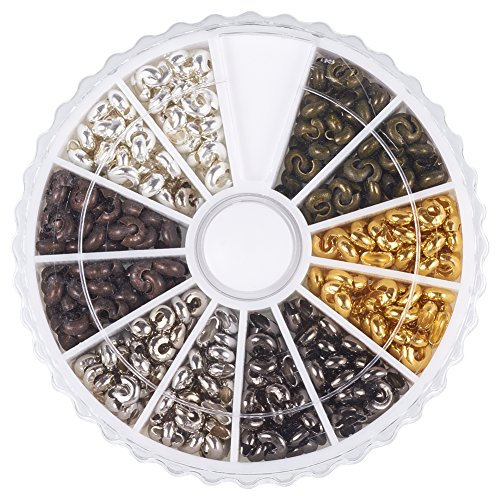 PandaHall 6 Farben 590 Stück Halbrund Quetschperlen Knoten Set Quetschperlen Knoten Set für DIY Schmuckherstellung, 4mm