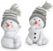 TEMPELWELT 2X Deko Figur Schneemann sitzend im Set 11 cm, Polystein Weiß, Wintermütze Textil Wolle rot, Schneemänner Winterdeko Weihnachtsdeko