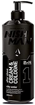 NISHMAN Aftershave Cream Cologne 01 - City Senior 400ml – 2in1 Creme & Kölnisch Wasser, Extra Feuchtigkeitsspendendes Aftershave für Herren - Feuchtigkeitsspendendes Sprüh-Lotion nach der Rasur