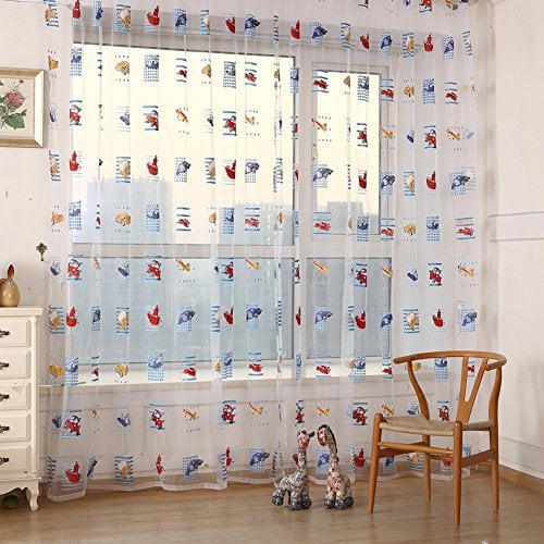 Demiawaking Kinder Auto Muster Voile Panel Sheer Tür Zimmer Vorhang Fenster Vorhänge