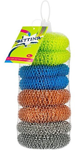 8 Assorted Pot Scourers 2 Copper 2 Galvanised 4 Plastic Kitchen Washing Up Dish Pan Cleaning Grill Scrubbing