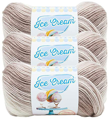 (3 Pack) Lion Brand Yarn 923-212 Ice Cream Yarn, Coffee Multicolor