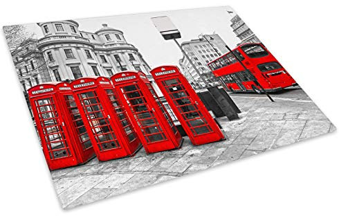 Black White Red London Cool Glass Chopping Board Kitchen Worktop Saver Protector