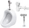 VBChome- Set: Urinal Zulauf Oben Weiß Modern Hochwertig Keramik Pinkelbecken senkrecht Pissoir PRÄSIDENT + Spülventil Urinalspüler Druckspüler HYDRO H + Siphon Flaschensiphon A50132