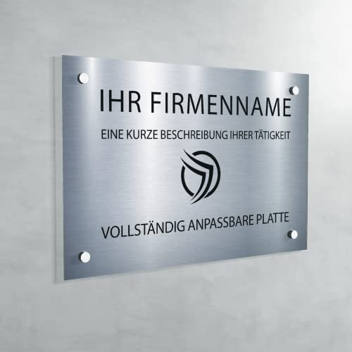 Praxisschild aus PVC - Graviertes Berufsschild zur Anpassung - Individuelle Größe (Gris alu brillant/Aluminiumgrau)