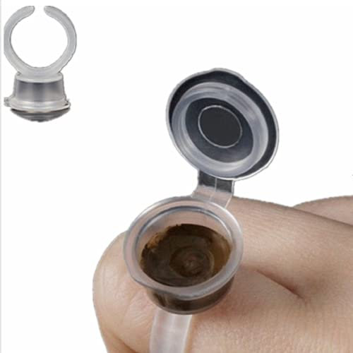 100 Pack Tattoo Tinte Ringe, Einweg Microblading Pigment Kleber Halter Tasse Semi Permanent Make Up Wimpern Augenbraue Tätowierung Ink Caps Klein, für Microblading Tattoo und Wimpernverlängerung
