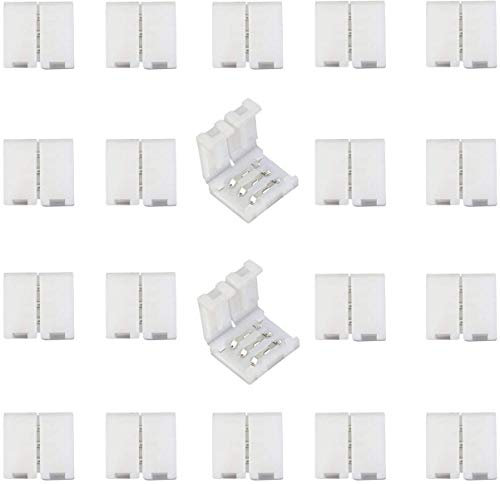 BoHong 20 Stück 3-Polig LED Verbinder Schnellverbinder für 10mm Breite WS2811 WS2812B RGB 5050 Streifen - 3 Pin Strip Connector Steckverbinder Adapter