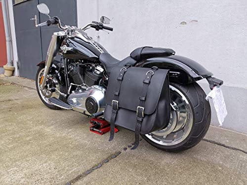 ORLETANOS The Big Satteltasche kompatibel mit Harley Davidson Fat Bob Streetbob ab 2018 Neue Modelle HD schwarz Seitentasche Tasche Koffer Linke Seite 32 Liter Volumen Gross Leder