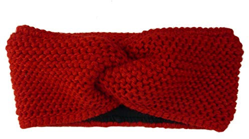 kennydoo Vender Damen Strick Stirnband mit Knoten I locker gestrickt I Fleece Futter I Haarband I Headband (rot)