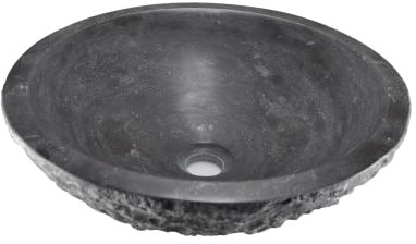 Waschbecken Naturstein Handwaschbecken Waschschale aus Stein 42 cm Anthrazit