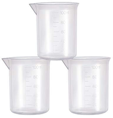 Othmro Plastic Laboratory Water Liquid Container Measuring Beaker 100ml 3Pcs Good for Kitchen Bake