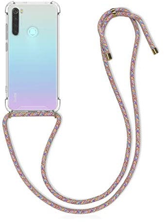 kwmobile Necklace Case kompatibel mit Xiaomi Redmi Note 8 (2019/2021) Hülle - Silikon Cover mit Handykette - Band Handyhülle Mehrfarbig Transparent