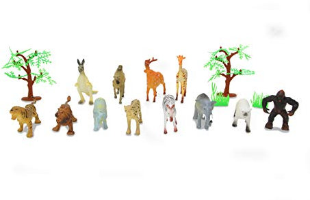 Jamara 460478 Tierspielset Wild Animals 3,5 16-teilig-ideales Zubehör für jeden Zoo, liebevollen Details, fördert das Rollenspiel und die Fantasie, Höhe: 30-95 mm