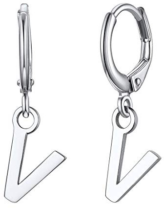 ChicSilver Silber Damen Alphabet V Ohrringe Creolen Hoop Ohrstecker mit Geschenkebox für Valentinstag Weihnachten