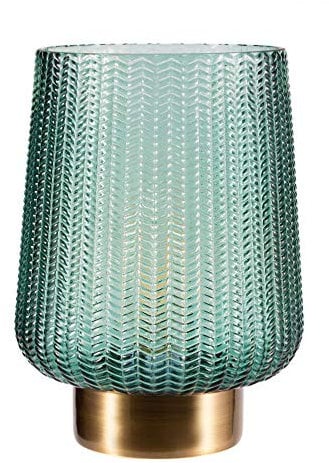 Pauleen 48136 Pretty Glamour mobile Tischleuchte Glas Tischlampe Timerfunktion 6H Batterie Glaslampe ohne Kabel Türkis Glas/Metall